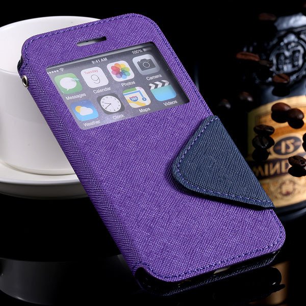 I6 Plus Flip Case Pu Leather Window Cover For Iphone 6 Plus 5.5Inc 32272022930-3-purple