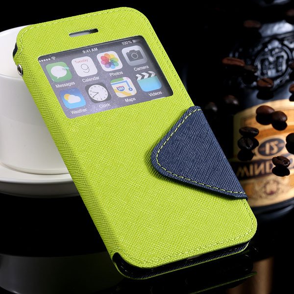 I6 Plus Flip Case Pu Leather Window Cover For Iphone 6 Plus 5.5Inc 32272022930-5-green