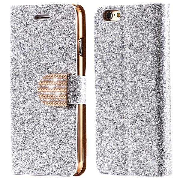 Bling Shiny Diamond Full Case For Iphone 6 Plus 5.5Inch Leather Ph 32246570657-3-silver