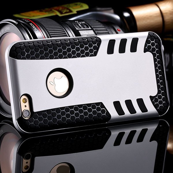 Anti-Knock Rocket Back Case For Iphone 6 4.7Inch Hard Pc Frame + S 32249540997-3-silver