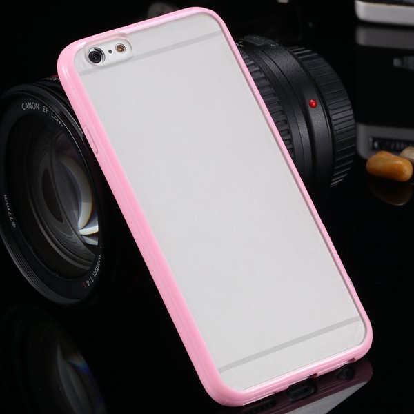 I6 Candy Color Case Fashion Mat Pc + Tpu Frame Clear Cover For Iph 32303226521-7-pink
