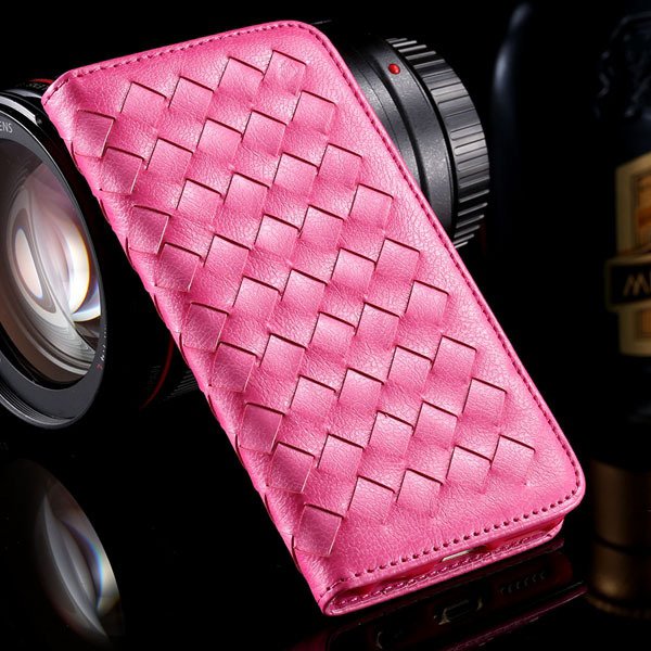 I6 Weaving Case Flip Magnetic Wallet Cover For Iphone 6 4.7Inch Fu 32270042535-4-hot pink
