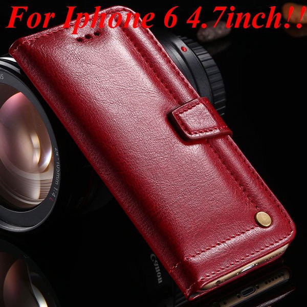 I6 Full Wallet Case For Iphone 6 4.7Inch Genuine Leather Cover Wit 32236279782-2-red