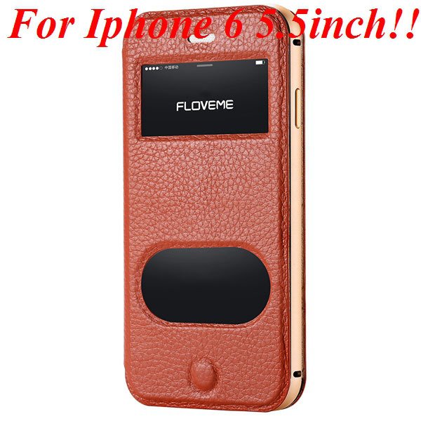 I6/6 Plus Dual Window Case Luxury Genuine Leather Cover For Iphone 32289636912-8-brown for plus