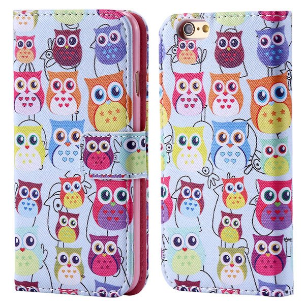 Lovely Animal Mat Print Full Cover For Iphone 6 Plus 5.5Inch Leath 32247887067-2-many owls