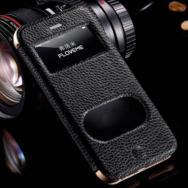 I6 Deluxe Genuine Leather Case Window View Cover For Iphone 6 4.7I 32288707530-1-black
