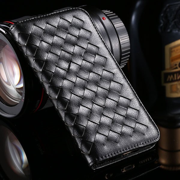 I6 Plus Weaving Case Flip Magnetic Wallet Cover For Iphone 6 Plus 32270054437-1-black