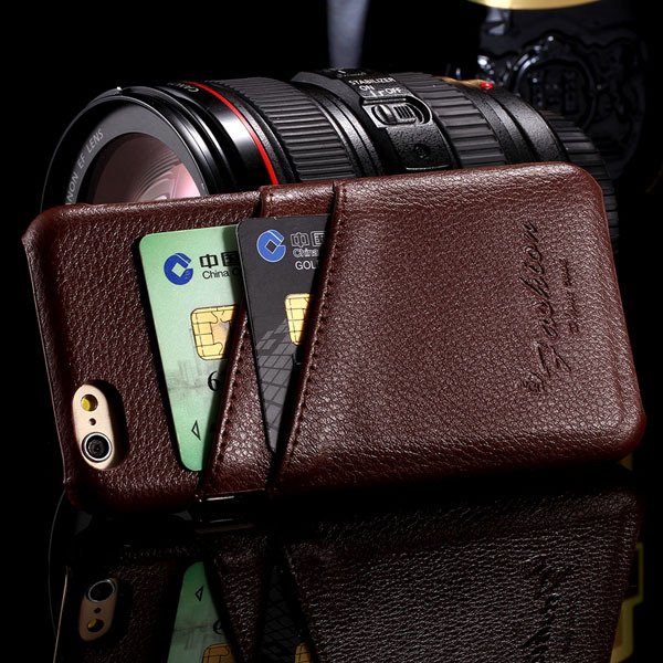 I6 Plus Genuine Leather Case Card Insert Back Cover For Iphone 6 P 32268139085-5-brown