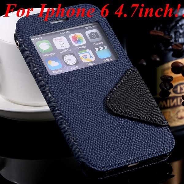 I6 Plus Window Case Pu Leather View Cover For Iphone 6 4.7Inch/5.5 32268160034-1-blue for iphone 6