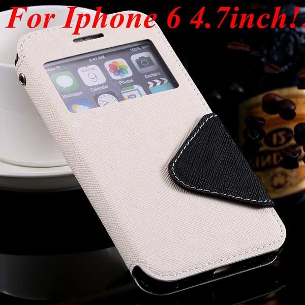 I6 Plus Window Case Pu Leather View Cover For Iphone 6 4.7Inch/5.5 32268160034-3-white for iphone 6