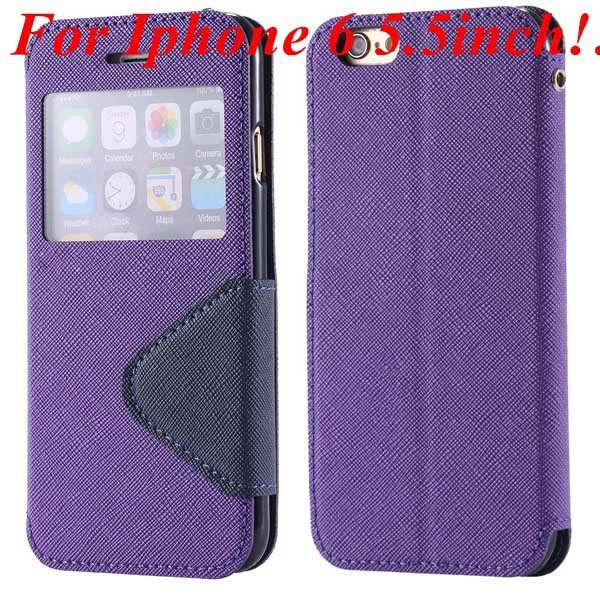 I6 Plus Window Case Pu Leather View Cover For Iphone 6 4.7Inch/5.5 32268160034-9-purple for plus