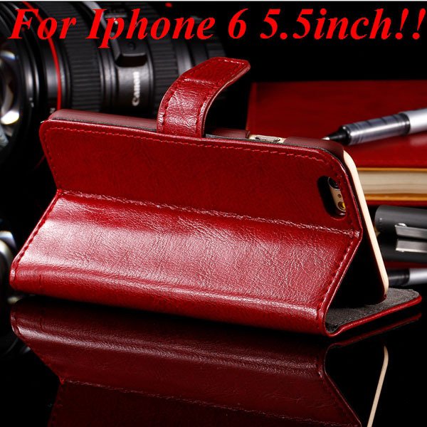 I6 Plus Full Wallet Case For Iphone 6 Plus 5.5Inch Genuine Leather 32236038192-2-red