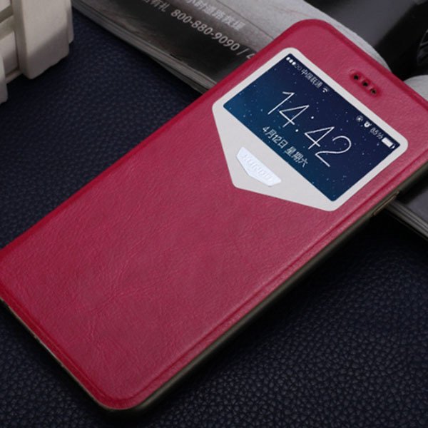 Ultra Thin Slim Flip Case For Iphone 6 4.7Inch Clear Pc Window Dis 32216429328-5-hot pink