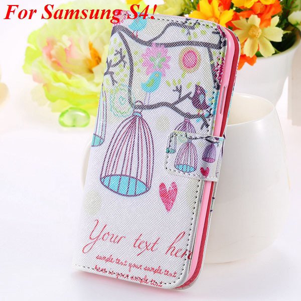 Colorful Mat Pattern Wallet Case For Samsung Galaxy S4 I9500 S5 I9 1925779940-4-s4 bird cage