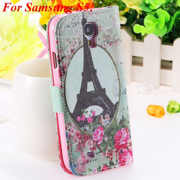 Colorful Mat Pattern Wallet Case For Samsung Galaxy S4 I9500 S5 I9 1925779940-10-S5 flower towl
