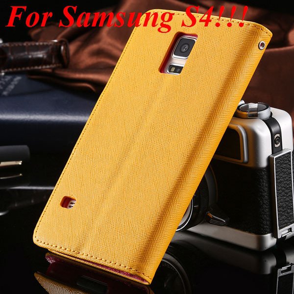 Flip Full Pu Leather Cover Case For Samsung Galaxy S5 I9600 S4 I95 1778570122-2-yellow for s4
