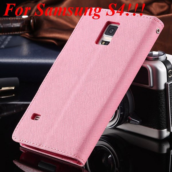 Flip Full Pu Leather Cover Case For Samsung Galaxy S5 I9600 S4 I95 1778570122-3-pink for s4
