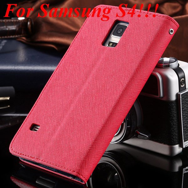 Flip Full Pu Leather Cover Case For Samsung Galaxy S5 I9600 S4 I95 1778570122-5-red for s4
