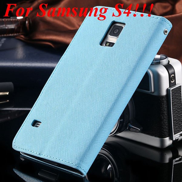 Flip Full Pu Leather Cover Case For Samsung Galaxy S5 I9600 S4 I95 1778570122-6-sky blue for s4