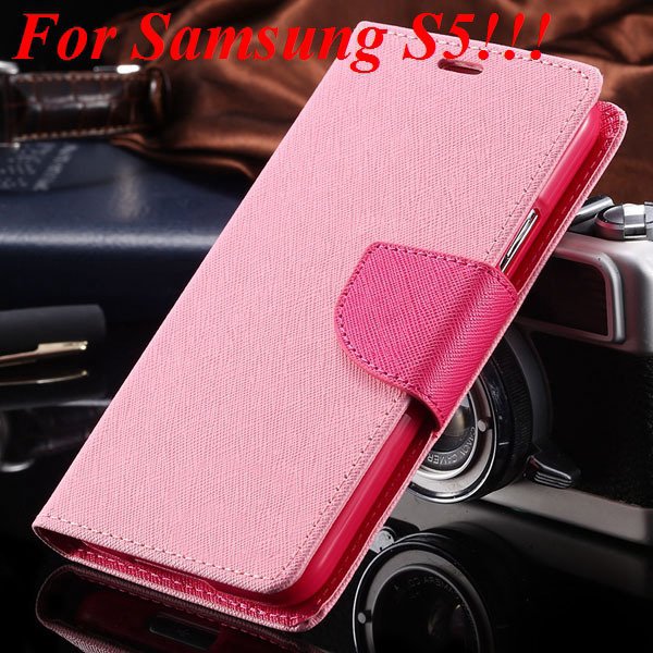 Flip Full Pu Leather Cover Case For Samsung Galaxy S5 I9600 S4 I95 1778570122-11-pink for s5