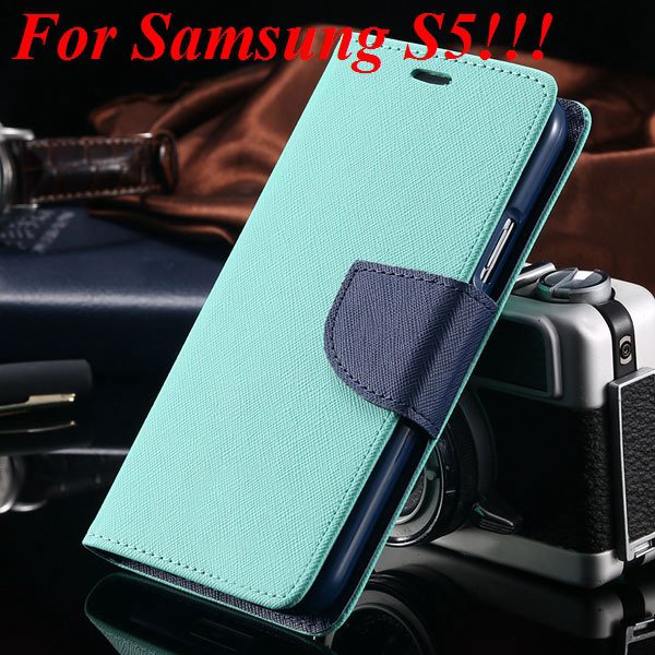 Flip Full Pu Leather Cover Case For Samsung Galaxy S5 I9600 S4 I95 1778570122-12-mint for s5