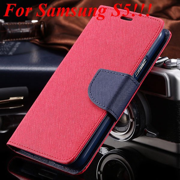 Flip Full Pu Leather Cover Case For Samsung Galaxy S5 I9600 S4 I95 1778570122-17-red for s5