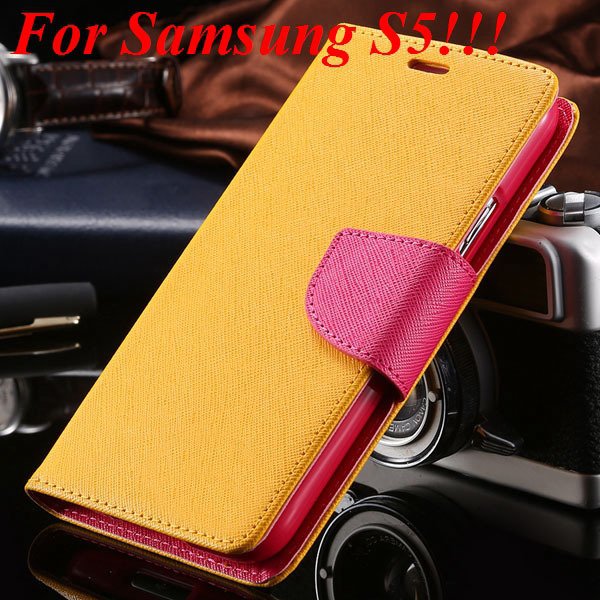 Flip Full Pu Leather Cover Case For Samsung Galaxy S5 I9600 S4 I95 1778570122-19-yellow for s5
