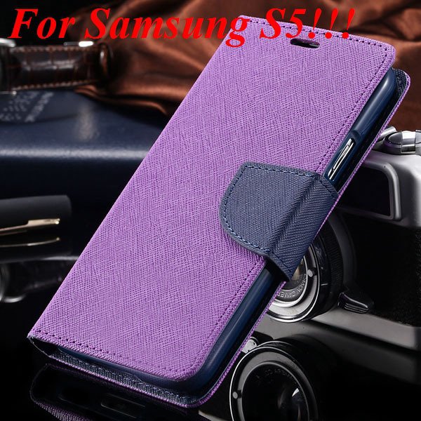 Flip Full Pu Leather Cover Case For Samsung Galaxy S5 I9600 S4 I95 1778570122-20-purple for s5