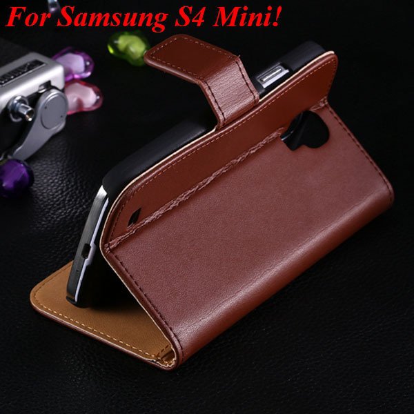 Genuine Korea Style Ultra Thin Leather Case For Samsung Galaxy S4 1850888618-3-brown for S4 Mini