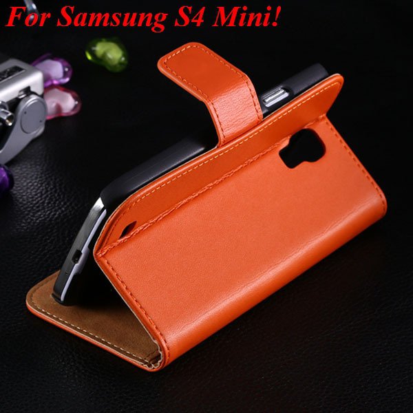 Genuine Korea Style Ultra Thin Leather Case For Samsung Galaxy S4 1850888618-5-orange for S4 Mini