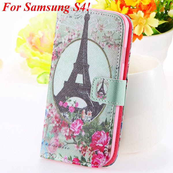 S5 S4 Case Flip Pu Leather Cover For Samsung Galaxy S5 I9600 S4 I9 1925680254-2-s4 flower tower