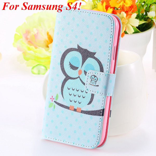 S5 S4 Case Flip Pu Leather Cover For Samsung Galaxy S5 I9600 S4 I9 1925680254-3-s4 sky blue owl