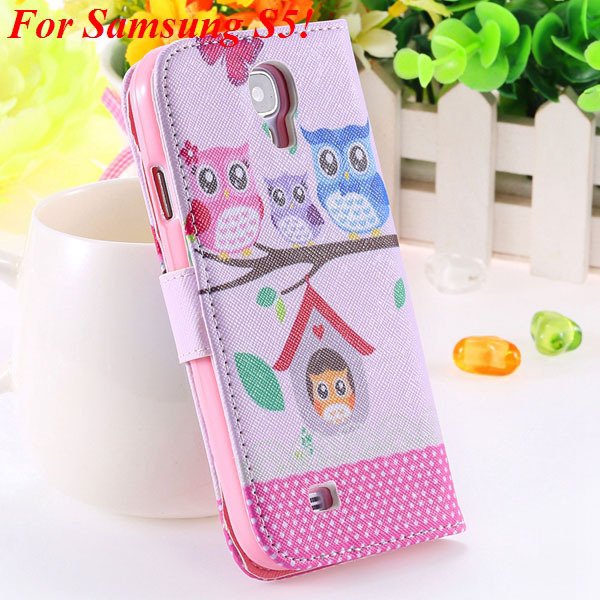 S5 S4 Case Flip Pu Leather Cover For Samsung Galaxy S5 I9600 S4 I9 1925680254-17-s5 owl on tree