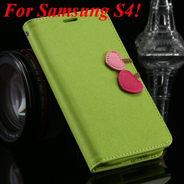 For Samsung S5 S4 S3 Luxury Pu Leather Case Full Protect Cover For 1879055763-2-grass green for S4