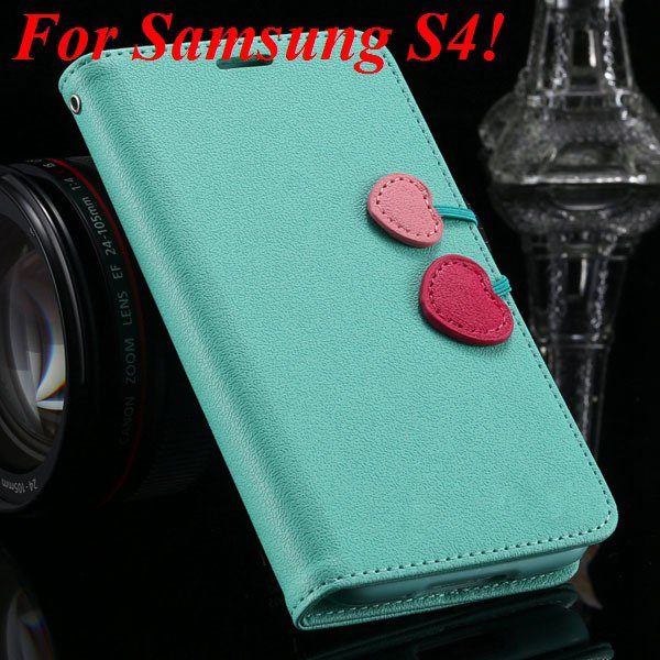 For Samsung S5 S4 S3 Luxury Pu Leather Case Full Protect Cover For 1879055763-3-mint green for S4