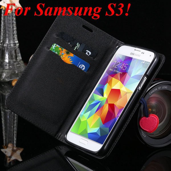 For Samsung S5 S4 S3 Luxury Pu Leather Case Full Protect Cover For 1879055763-7-black for S3