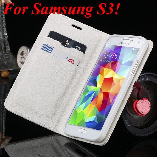 For Samsung S5 S4 S3 Luxury Pu Leather Case Full Protect Cover For 1879055763-8-white for S3