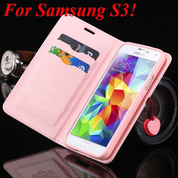 For Samsung S5 S4 S3 Luxury Pu Leather Case Full Protect Cover For 1879055763-11-pink for S3