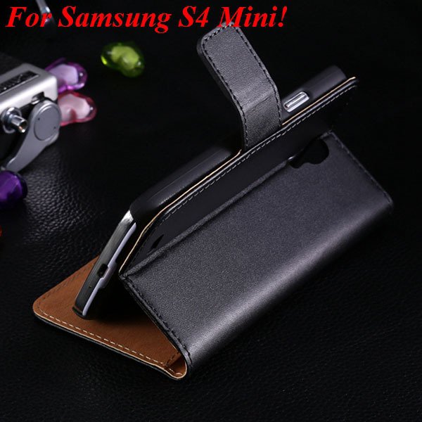 S4 Mini Genuine Leather Case For Samsung Galaxy S4 Mini I9190 Flip 1850946514-1-black