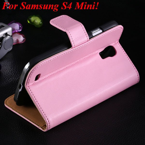 S4 Mini Genuine Leather Case For Samsung Galaxy S4 Mini I9190 Flip 1850946514-6-pink