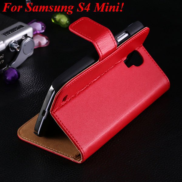 S4 Mini Genuine Leather Case For Samsung Galaxy S4 Mini I9190 Flip 1850946514-7-red