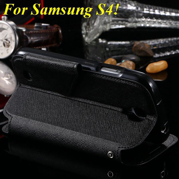 View Case For Samsung Galaxy S4 I9500 S5 I9600 Flip Display Screen 1960771752-10-black for S4