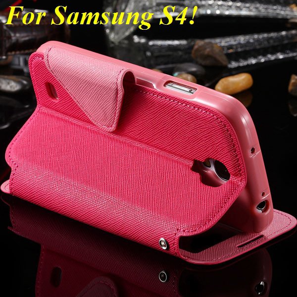 View Case For Samsung Galaxy S4 I9500 S5 I9600 Flip Display Screen 1960771752-12-hot pink for S4