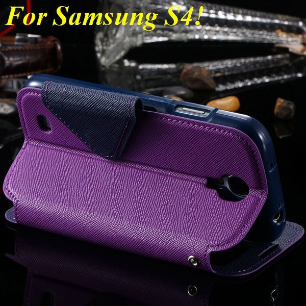 View Case For Samsung Galaxy S4 I9500 S5 I9600 Flip Display Screen 1960771752-17-purple for S4