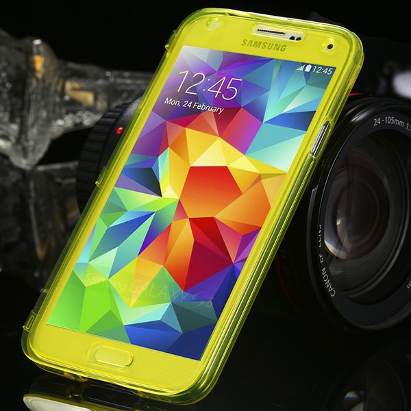 S5 Clear Case Flip Tpu Cover For Samsung Galaxy S5 Sv I9600 Deluxe 1869499191-3-yellow