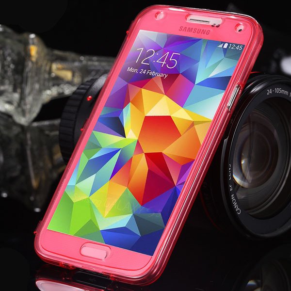 S5 Clear Case Flip Tpu Cover For Samsung Galaxy S5 Sv I9600 Deluxe 1869499191-5-red