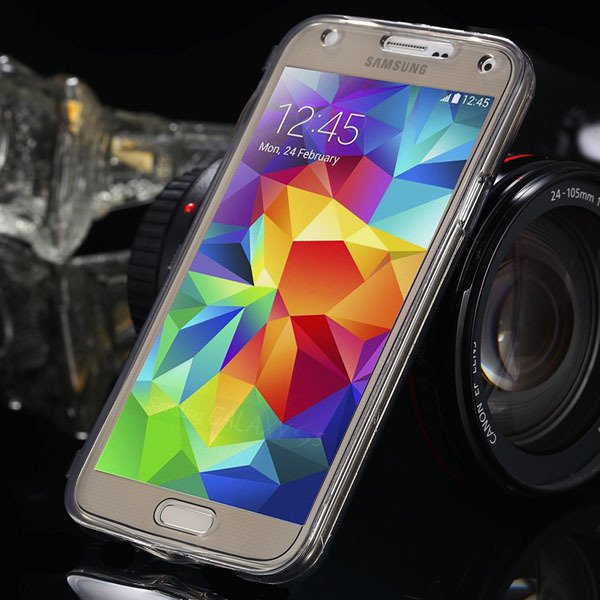 S5 Clear Case Flip Tpu Cover For Samsung Galaxy S5 Sv I9600 Deluxe 1869499191-6-black