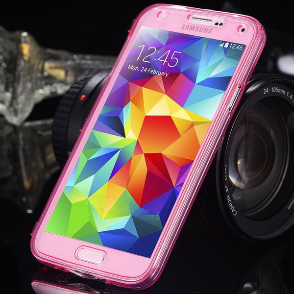 S5 Clear Case Flip Tpu Cover For Samsung Galaxy S5 Sv I9600 Deluxe 1869499191-7-pink