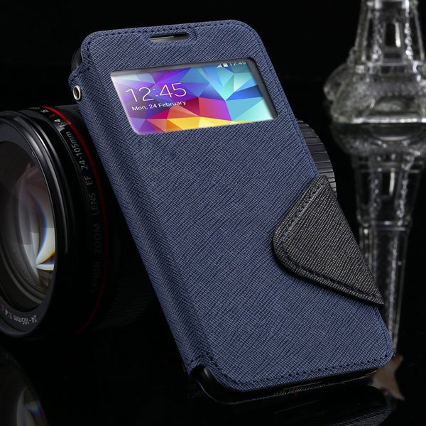 S4 Display Full Close Case For Samsung Galaxy S4 Siv I9500 Pu Leat 1960956145-5-deep blue