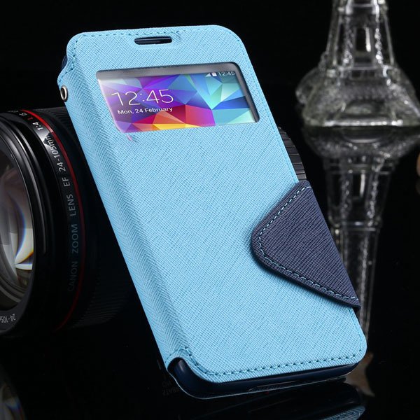 S4 Display Full Close Case For Samsung Galaxy S4 Siv I9500 Pu Leat 1960956145-7-sky blue
